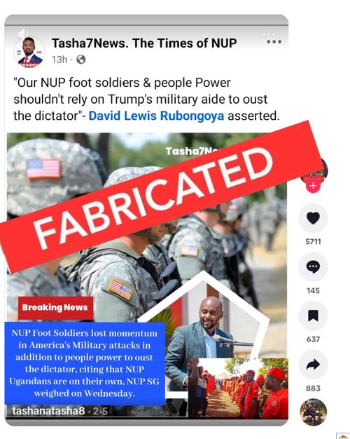 Screenshot describing a fabricated post.