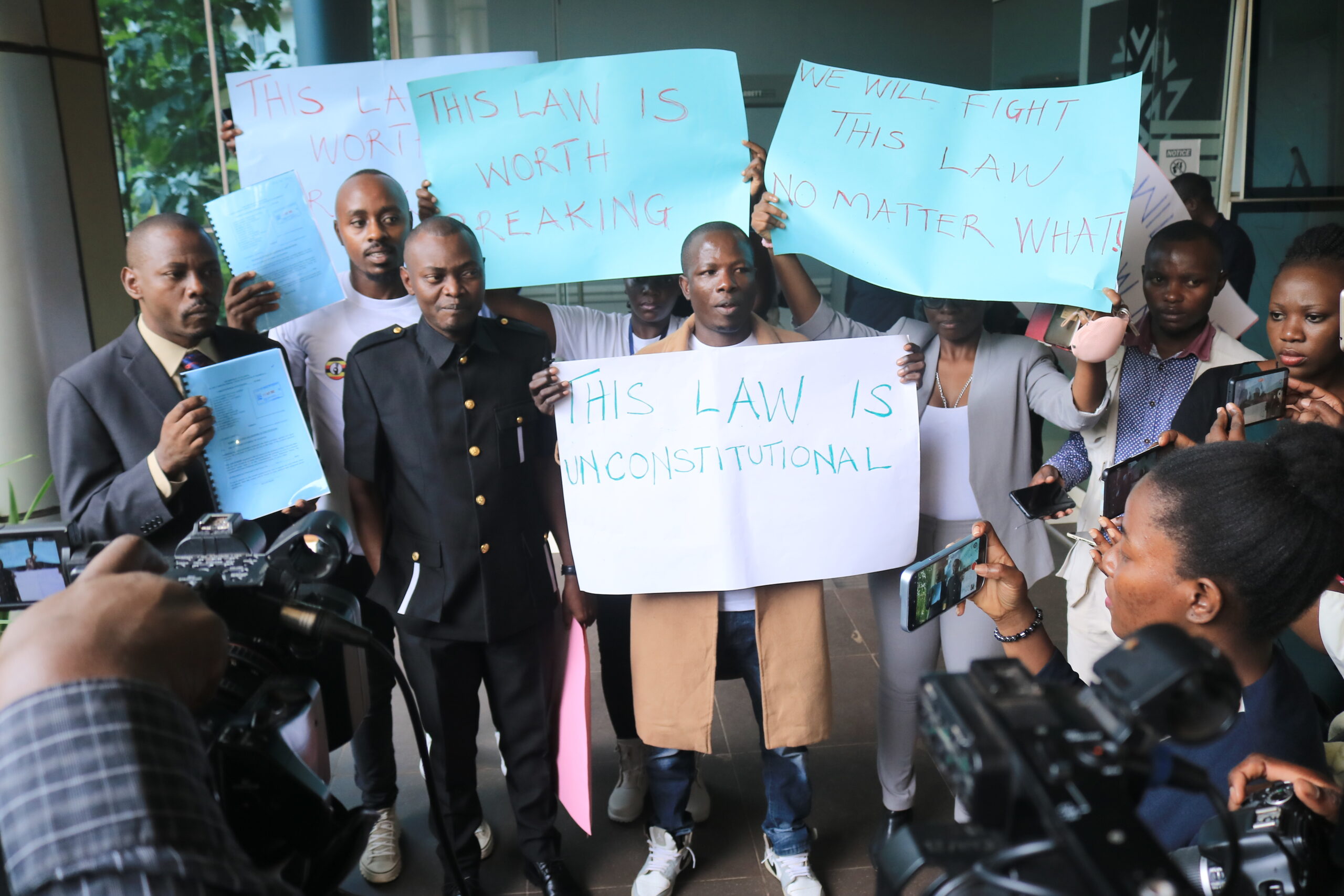 Petitioners of Alternative Digitalk and other Journalists, activists and lawyers at the constitutional court on October 17, 2022 during the filing of the petition challenging the Computer Misuse Act 2022 (Amended)